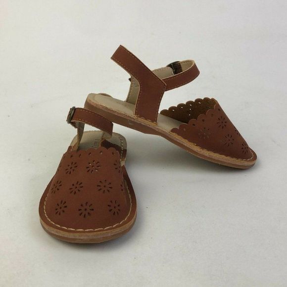 Flaryzone Girls FLR08 Brown Leather Round Toe Casual Flat Sandals Size US 9 - Picture 8 of 11
